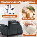 3 Pieces Sectional Sofa Set, 79" Modern L Shaped Couch & 57" Loveseat & 35" Accent Chair, Linen Upholstered Sofa Set with Movable Ottoman, Couches for Living Room, Apartment, Dark Grey