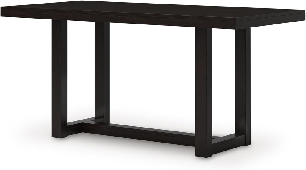 Signature Design by Ashley Neymorton Modern Counter Height Dining Table with Trestle Base, Thick Top Profile, Mango Veneer, Dark Brown Finish, Seats 4