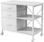 3 Drawer Mobile Filing Cabinet, Industrial White Office Storage Cabinet with Open Shelf, Under Desk Printer Stand with Casters for Home Office, Letter & Legal Size Files