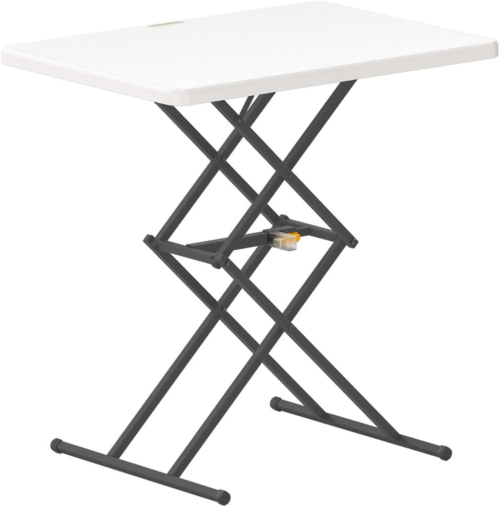 FanttikOutdoor Small Folding Table Quick Adjust 3 Heights, TV Tray, Dining | 2-Second One-Handed Adjustable Height, Foldable Laptop Desk, 3.2" Folded, No Assembly, 28 inch, 1 Pack, White Zeta X1 Pro