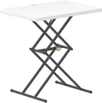 FanttikOutdoor Small Folding Table Quick Adjust 3 Heights, TV Tray, Dining | 2-Second One-Handed Adjustable Height, Foldable Laptop Desk, 3.2" Folded, No Assembly, 28 inch, 1 Pack, White Zeta X1 Pro