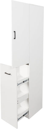 Kitchen Pantry Tall Freestanding Cabinet with 1 Door and 3-Tier Multi-Functional Pull-Out Storage Shelf for Kitchen, Dining Room, Living Room