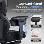 GTPLAYER Big and Tall Gaming Chair 400lbs Heavy Duty Office Chair with Foot Rest & Ergonomic Pocket Spring Lumbar Support, High Back 3D Saddle Shaped Cushion for Back Pain Relief, Matte-Black