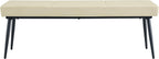 Modern Upholstered Dining Bench for 2-3, Leather Bench with High-Resilience Sponge Cushion, Reinforced Center Beam, Electroplated Arched Metal Legs, Entryway Bedroom Dining Room Bench, Beige