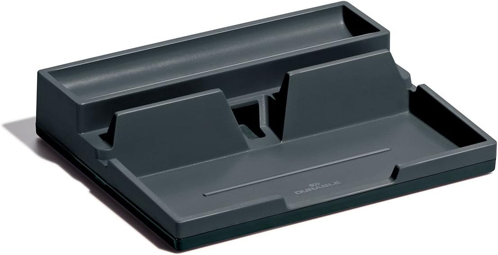 Durable 761358 VARICOLOR Desk Organiser, Compact Stationery Storage Tray with Phone/Table Mount - Charcoal