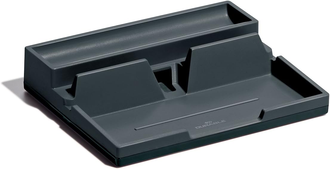 Durable 761358 VARICOLOR Desk Organiser, Compact Stationery Storage Tray with Phone/Table Mount - Charcoal