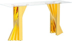 60" Gold Console Table, Entryway Table with Clear Tempered Glass | Modern Glam, Elegant Beveled Edge, Polished Stainless Steel Geometric Base, Long Sofa Table for Living Room, Hallway, Foyer