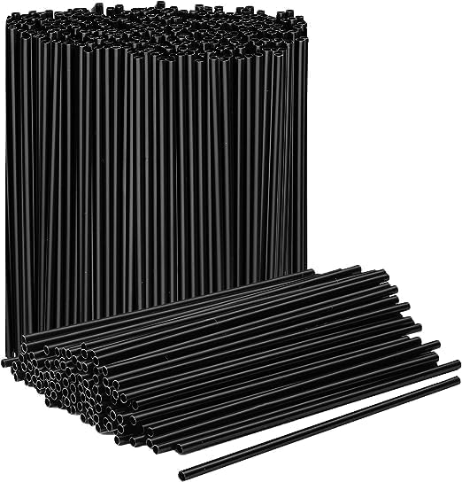 Black Mini Drink Stirrers - 5 Inch Plastic Coffee & Cocktail Stirrer Straws (500 Straws)