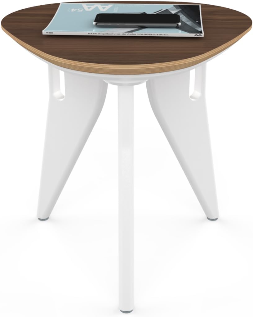 HOEK Side Table - Modern Square End Table and Multipurpose Stool with One-Click Assembly, Compact 17" x 17" Accent Table for Living Room, Bedroom, or Home Office (Walnut/White)
