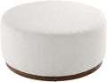 Brown Round Boucle Upholstered Ottoman, 38-Inch Diameter, Cushioned Top, Durable Fabric, Stylish Outdoor Furniture, Ideal for Patio Lounge