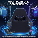 RGB Gaming Chair with Bluetooth Speakers and LED Lights Computer Chair-Blue | Ergonomic Massage Game Chair with Footrest High Back Music Video Game Chair for Adults Boys Gamer Chairs with Lumbar Support
