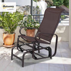 Outsunny Outdoor Glider Chair, Smooth Gliding Mechanism, Brown | Gliders for Outside Patio, Lightweight Construction, Backyard