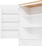 Linique 71.3" Kitchen Pantry with 2 Drawers, 2 Adjustable Shelves, 8 Door Racks, Large Wooden Cupboard, Freestanding Tall Cabinet for Kitchen Dining Room, White