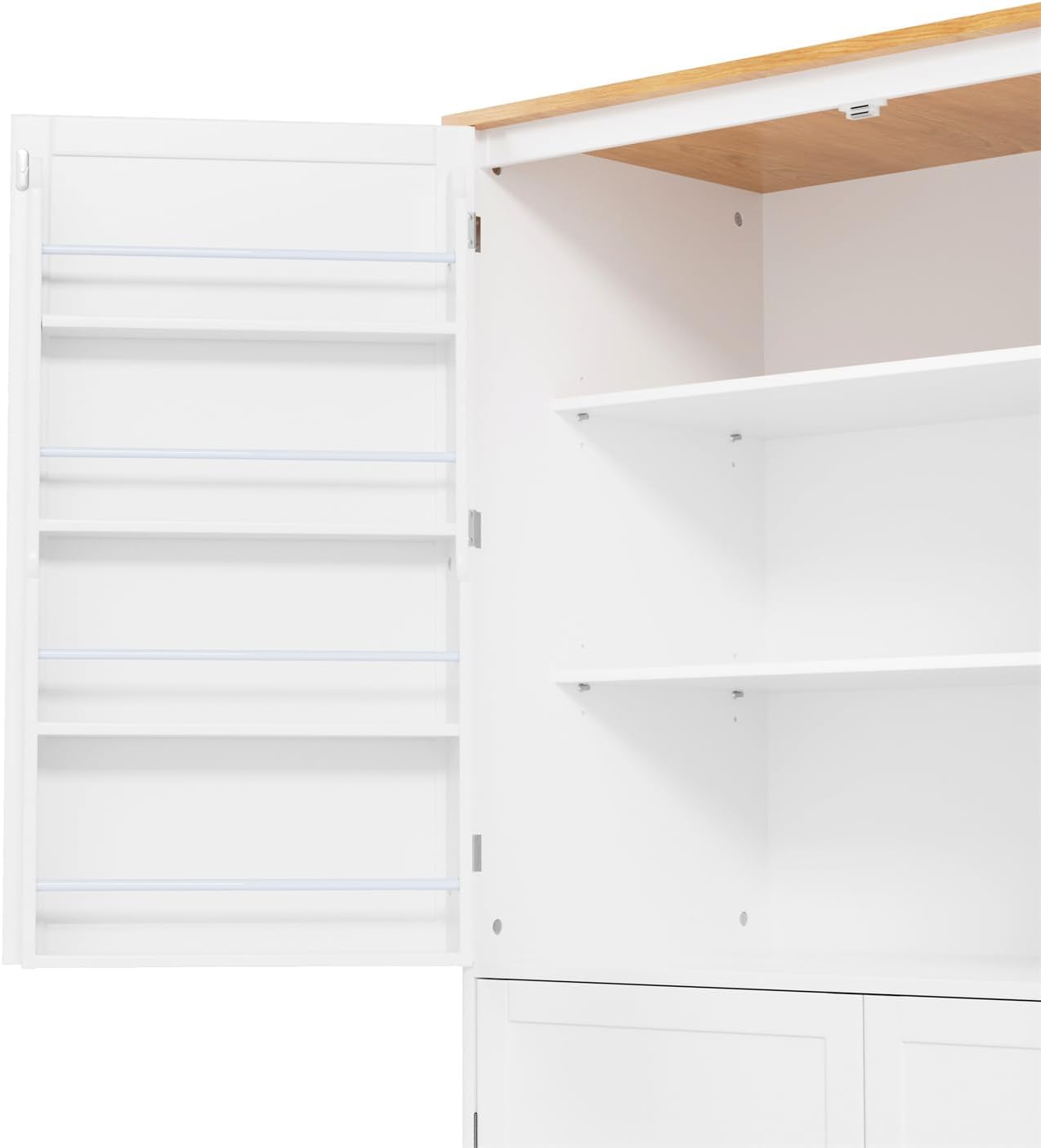 Linique 71.3" Kitchen Pantry with 2 Drawers, 2 Adjustable Shelves, 8 Door Racks, Large Wooden Cupboard, Freestanding Tall Cabinet for Kitchen Dining Room, White