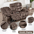 HAOMARKETS 3 Pieces Recliner Sofa Furniture Set, Include 2 Power Recliner Chairs with Message&Heat and a Manual Loveseat with Hidden Storage and Cup Holders for Living Room, Brown