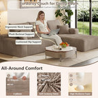 95" Cloud Sectional Couch with L-Shape Chaise, Modular Comfy Sofa Chaise Longue, Upholstered Corduroy Couches Sleeper with Deep Seat for Living Room Bedroom, No Assembly Required(Camel, Right Facing)