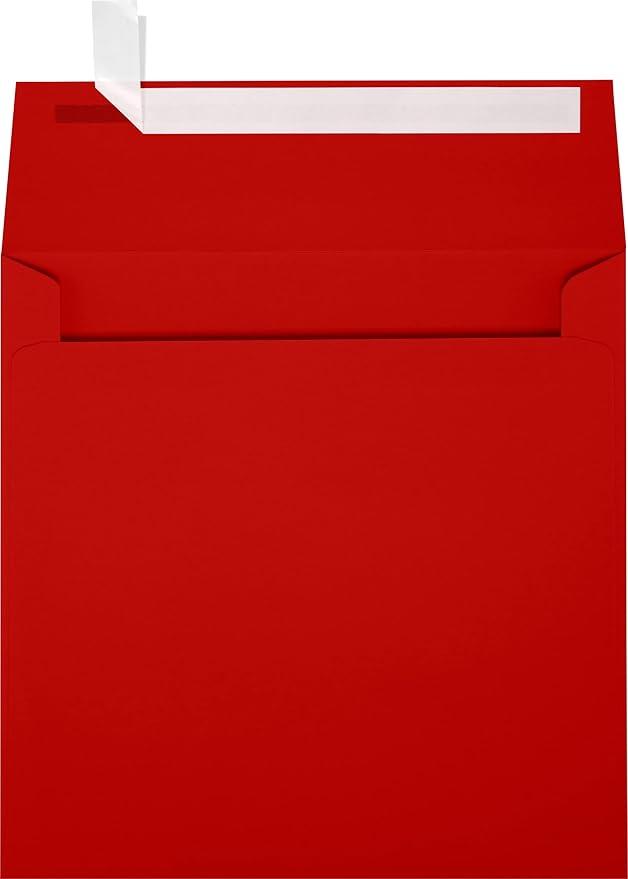 LUXPaper Square Invitation Envelopes | Peel & Press | 6 1/2" x 6 1/2" | Holiday Red | 60lb. Text | 50 Qty