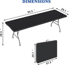 8FT Folding Tables – Heavy Duty Portable Foldable Picnic Table with Built-in Handle, 450 lb Capacity – Ideal for Events, Parties, Crafts, Camping & Dining (10-Pack, Black)