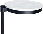 TEHOME Black Marble Drink Table Metal Martini Round Small Drink Side Table for Couch Marble C Shaped End Table for Sofa 10" diam,24.55" h