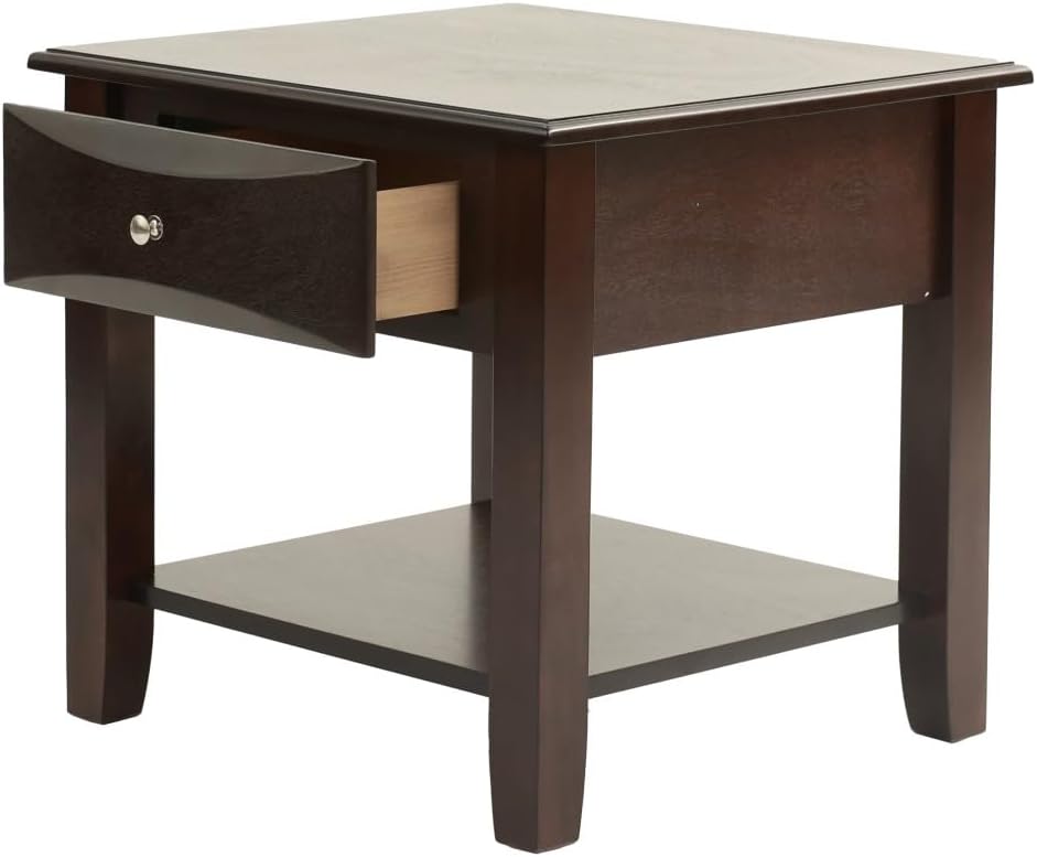 Finish 3pc Occasional Table Set Living Room 1x Coffee Table 2X End Tables Wooden Classic Drawers Open Storage Shelf Base