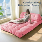 MAXYOYO Folding Sofa Bed, Convertible Chair Bed with Pillow | Foldable Couch with Back Support, Portable Fold Out Chair Comfy Floor Sofa for Living Room Bedroom, Pink, Double