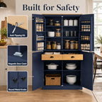 71" Tall Kitchen Pantry Storage Cabinet with 8 Door Shelves and 2 Storage Compartments, Two-Tone Freestanding Food Pantry Cabinet with Adjustable Shelves for Kitchen, Dining Room