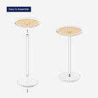 HMYHUM Acrylic Rattan Drink Table for Small Spaces, 11.8'' L x 11.8'' L x 24'' H, Round Coffee Martini Drink Side Table with Pedestal for Living Room, Corners, Sofa, Clear, Easy Assembly