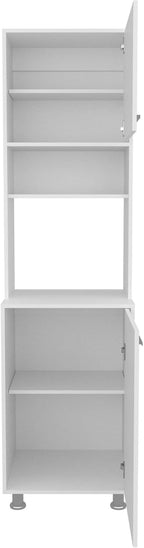 Kitchen Pantry with 2 Doors and 5 Shelves in White | Tall vertical design with 5 shelves for efficient kitchen storage