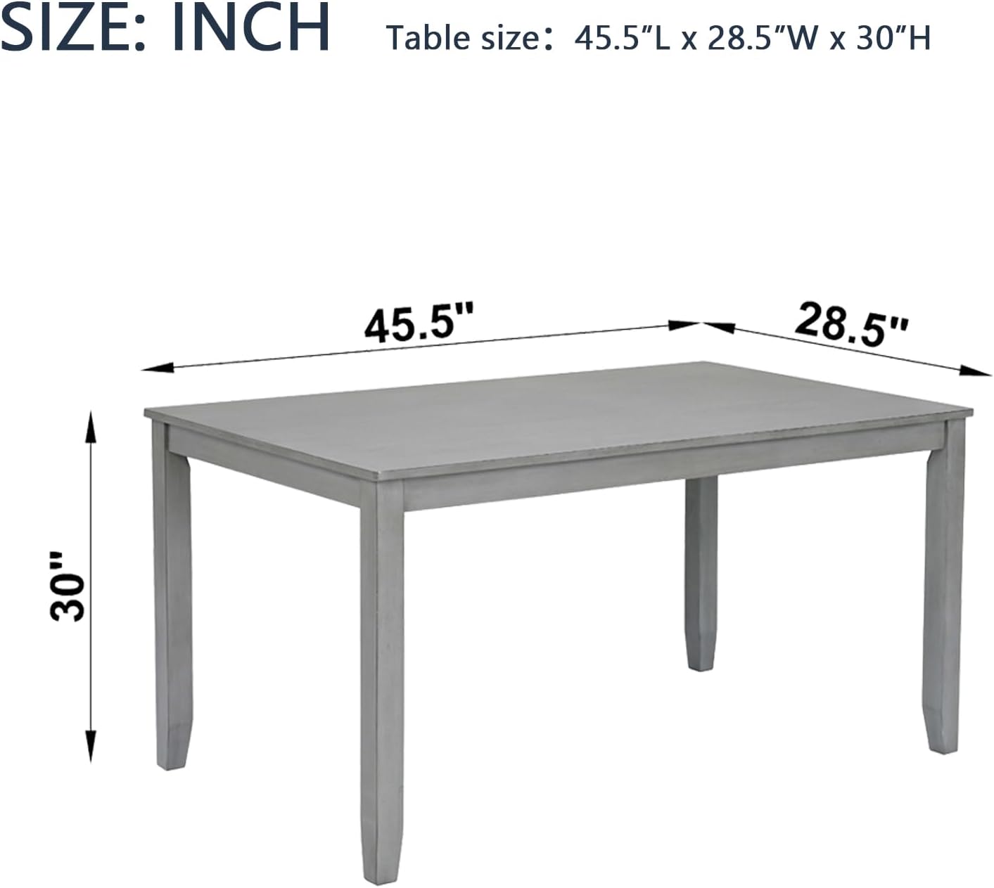 Knocbel Classic 4-Person Dining Table for Small Space, Wooden Apartment Condo Pub Bistro Kitchen Dining Furniture, Standard Height (Gray Rectangular 30" H)