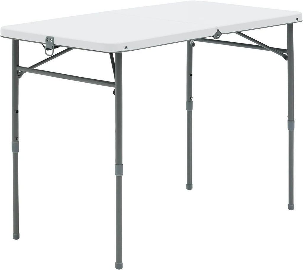 40" L x 20" W Plastic Adjustable Height Fold-in-Half Folding Table, White
