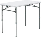 40" L x 20" W Plastic Adjustable Height Fold-in-Half Folding Table, White