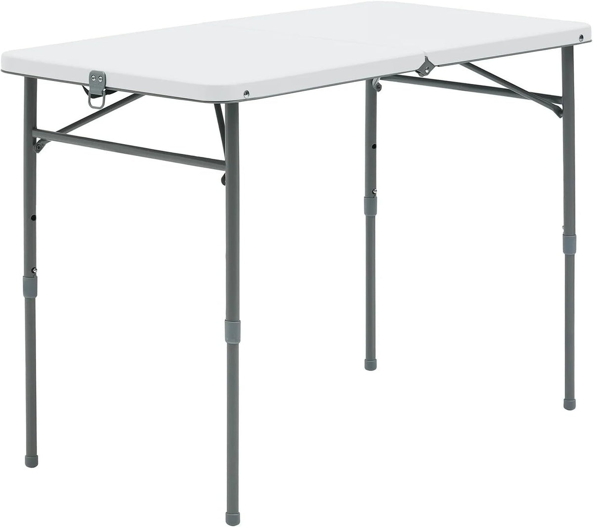 40" L x 20" W Plastic Adjustable Height Fold-in-Half Folding Table, White