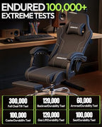 Dowinx Ergonomic Gaming Chair with Footrest & Massage Lumbar, 2D-Linkage Armrests for Computer Chair 330lbs with Headrest Pillow for Office, Home, Streaming and Long Gaming Sessions, Black
