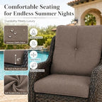 HUMMUH Outdoor Swivel Rocker Wicker Patio Chairs Set of 2, Rattan Rocking Chair Furniture Set(Brown,Grey)