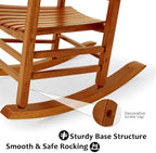 Hupmad Wooden Oversized Porch Rocker Chair with High Back and Armrest, All Weather Slatted Rocker for Backyard, Garden, 400 lbs Support, Natural