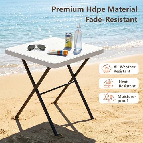 Folding Table Set with 2 Pack Folding Chairs, No Assembly Portable Event Table and Chairs Set, Heavy Duty Foldable Card Table and Chairs for Outdoor, Camping, Patio, Picnic, Dining, Indoor(White)