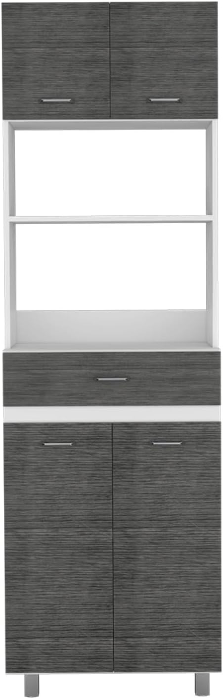 Caribe Microwave Cabinet, Double Door, One Drawer and One Shelf - White/Smokey Oak