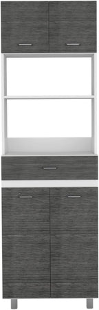 Caribe Microwave Cabinet, Double Door, One Drawer and One Shelf - White/Smokey Oak