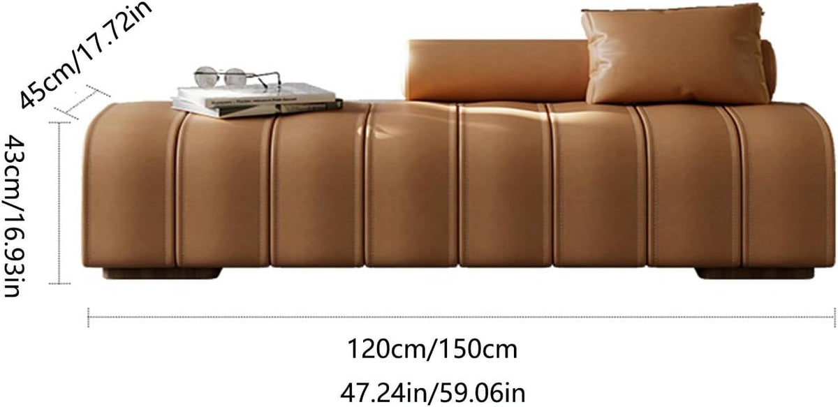 Modern Faux Leather Upholstered End of Bed Bench Modern Long,Rectangular Accent for Living Room Entryway Bedroom Entryway(Orange,120 * 45 * 43cm)