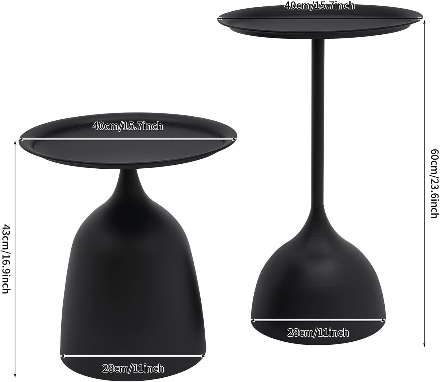 Round Coffee Table and End Table Sets for Living Room, Black Modern Side Table, Modern Table Bedside Set, Livingroom Table Sofa Metal Table End Tables