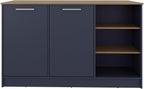 Kitchen Island with 2 Doors and 7 Shelves Alby Blue/Natural Oak | Combines Alby Blue and Natural Oak finishes for modern warm aesthetic