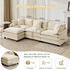 SoarFlash 113.78" Chenille L Shaped Modular Sofa with Ottoman,Beige