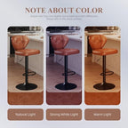 Bar Stools Set of 3 - Swivel Counter Height Barstools (Height Adjustable) | Modern Faux Leather Barstool/Chairs with High Backrest, 16.14" Large Base, Suitable for Kitchen Island, Dining Room (Brown)