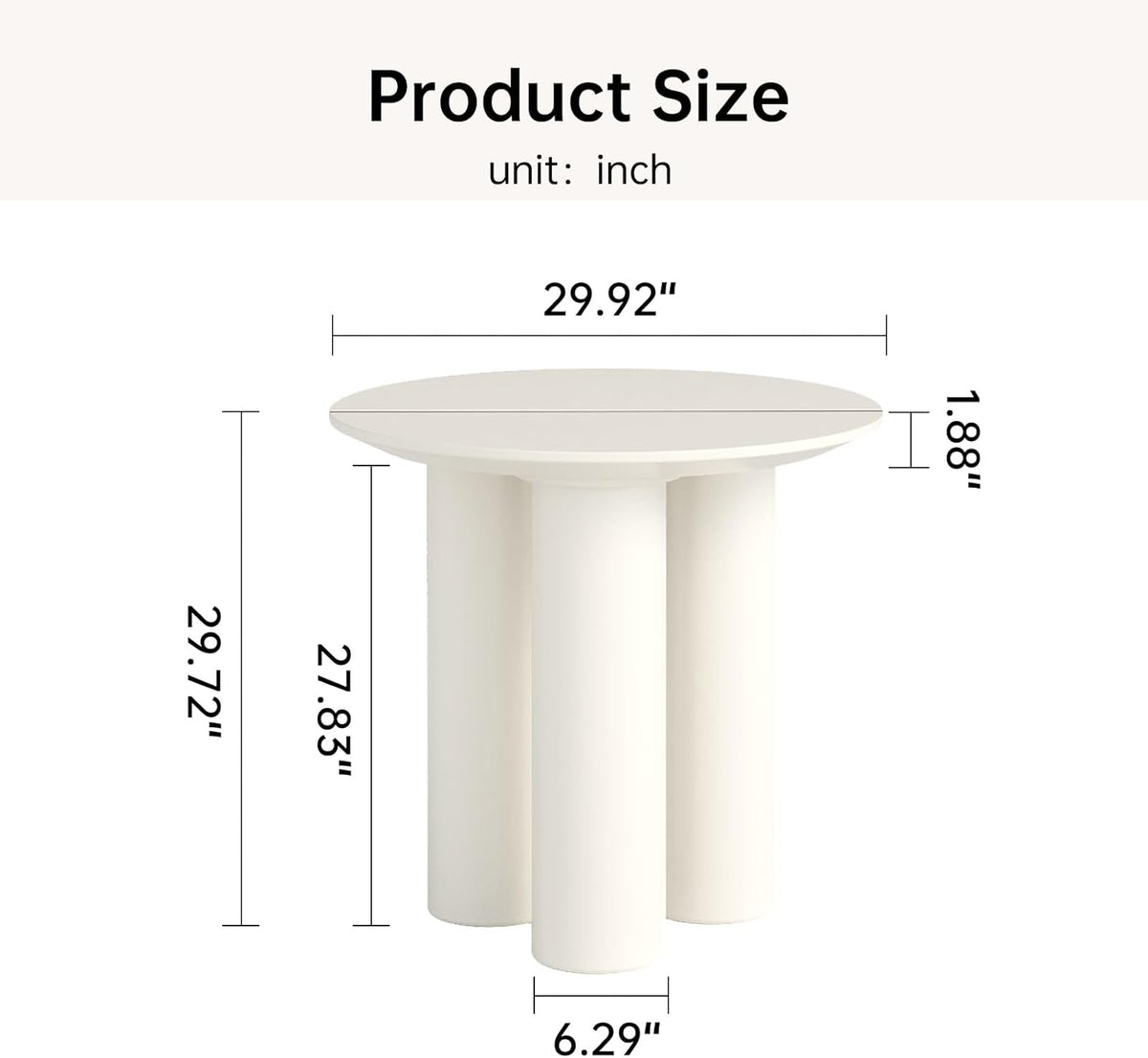 Small Round Dining Table, 30" Circle Kitchen Table with 3 Legs, Modern White Accent Table for Kitchen, Dining Room, Home Office and Living Room