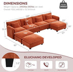 ELUCHANG 153" Oversized Modular Sectional Sofa, Comfy Chenille Cloud Couch, 7-Seater U Shaped Modern Deep Seat Sofa w/Removable Covers for Living Room, Bedroom, DIY Combination - Terracotta