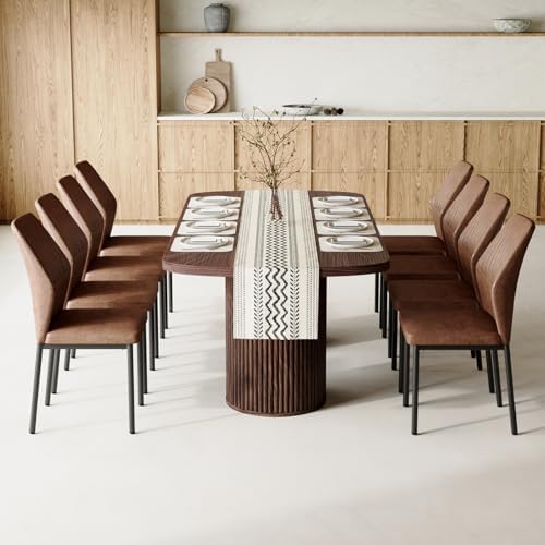 79" Dining Table Set for 8,Large Rectangular Kitchen Table Set for 8 with Cushioned Chairs,Modern Mid-Century Wood Dining Room Table Set,Ideal for Dining & Gatherings (Walnut)