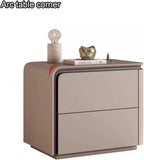Nightstand Wooden, Bedside Table PU Finish, 2 Drawers Bedside Tables, Side Bed Table with No Installation Required, for Bedroom/Sofa Side Table(Right,Orange_19.68"/50CM)
