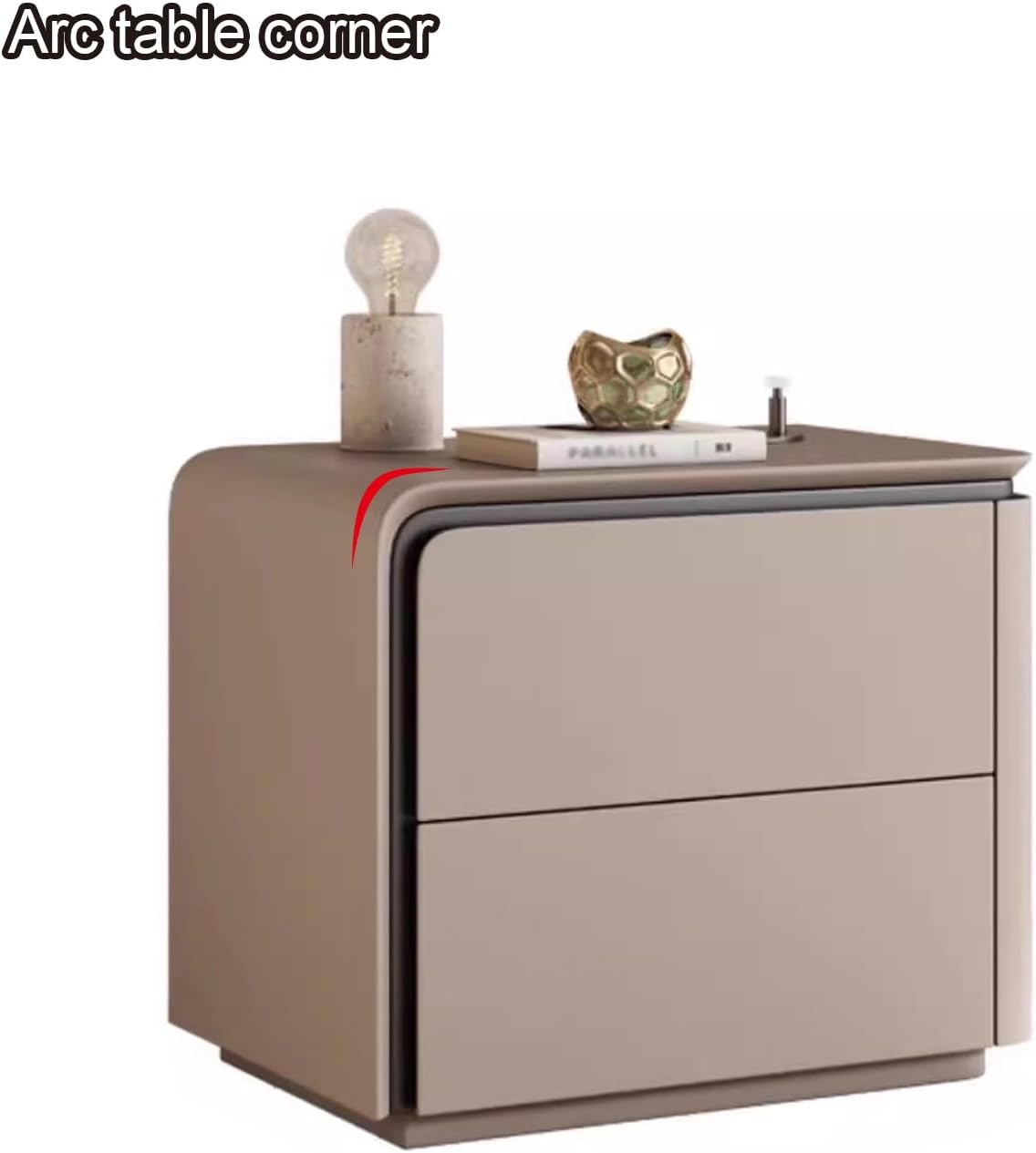 Nightstand Wooden, Bedside Table PU Finish, 2 Drawers Bedside Tables, Side Bed Table with No Installation Required, for Bedroom/Sofa Side Table(Right,Orange_19.68"/50CM)