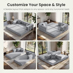 78.8" Convertible Futon Sofa Bed, Couch for Living Room | Corduroy Loveseat Sleeper Sofa, Modular Futon Couch with Storage Pocket, Pull Out Couch No Assembly | Grey