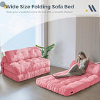 MAXYOYO Folding Sofa Bed, Convertible Chair Bed with Pillow | Foldable Couch with Back Support, Portable Fold Out Chair Comfy Floor Sofa for Living Room Bedroom, Pink, Double